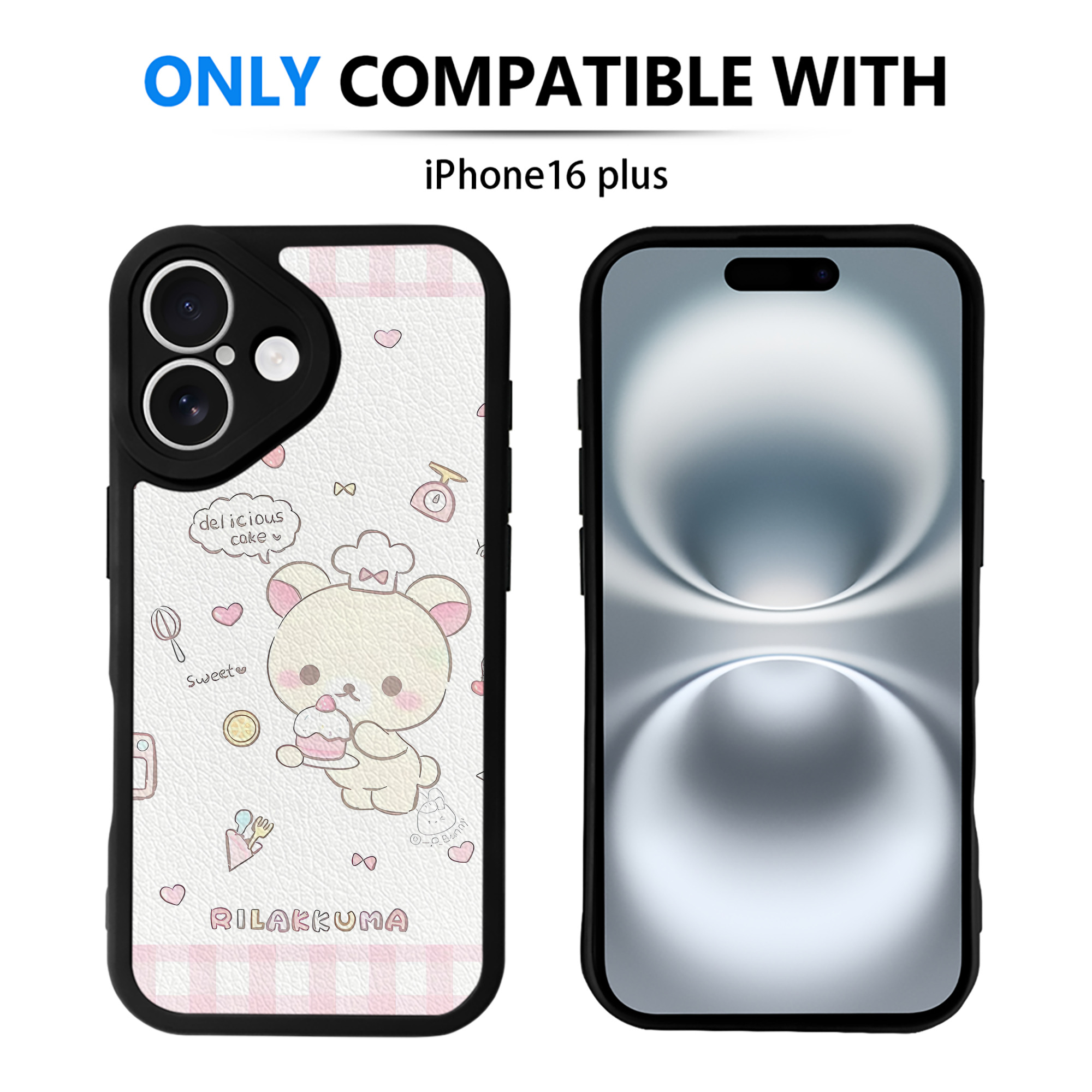 （画像用） リラックマ リラックマ キイロイトリ Rilakkuma Korilakkuma Kiiroitori 【iPhone 16シリーズ対応】シリコンスマホケース（レザー調） 材質：シリコン